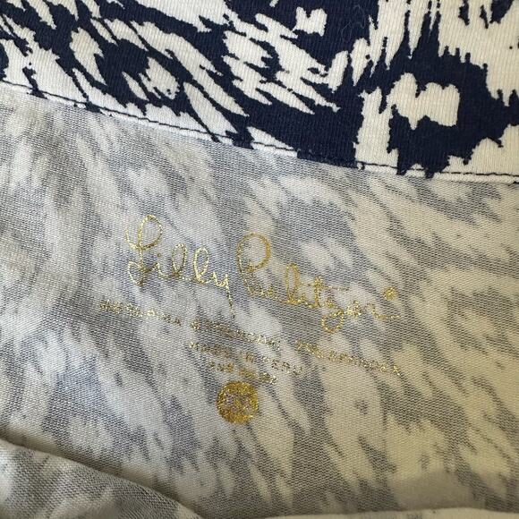 LILLY PULITZER Long Sleeve Top Blue White Ikat Twist Front Knit Boho - Picture 7 of 10